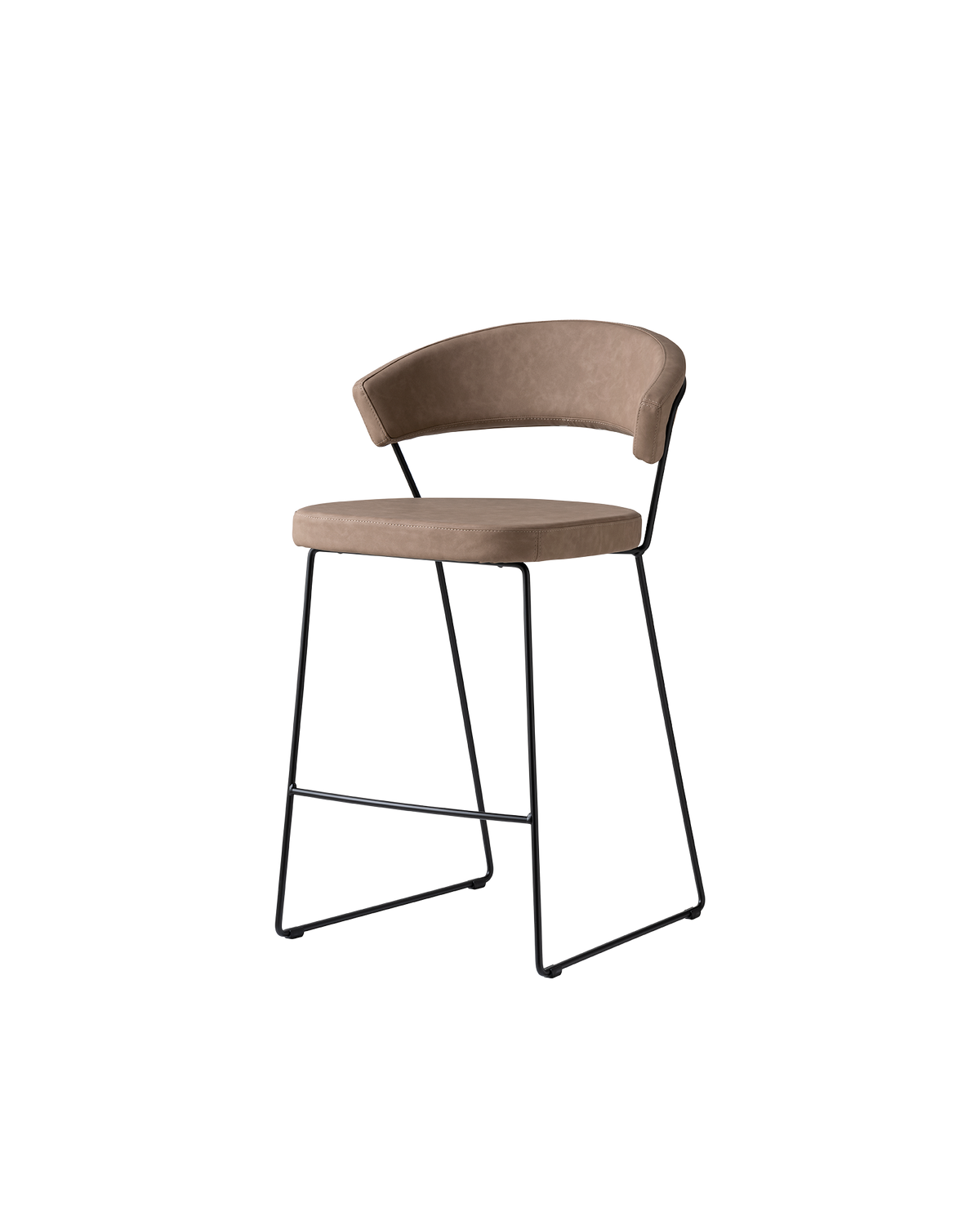 Sgabello New York Connubia nero opaco con similpelle vintage deserto