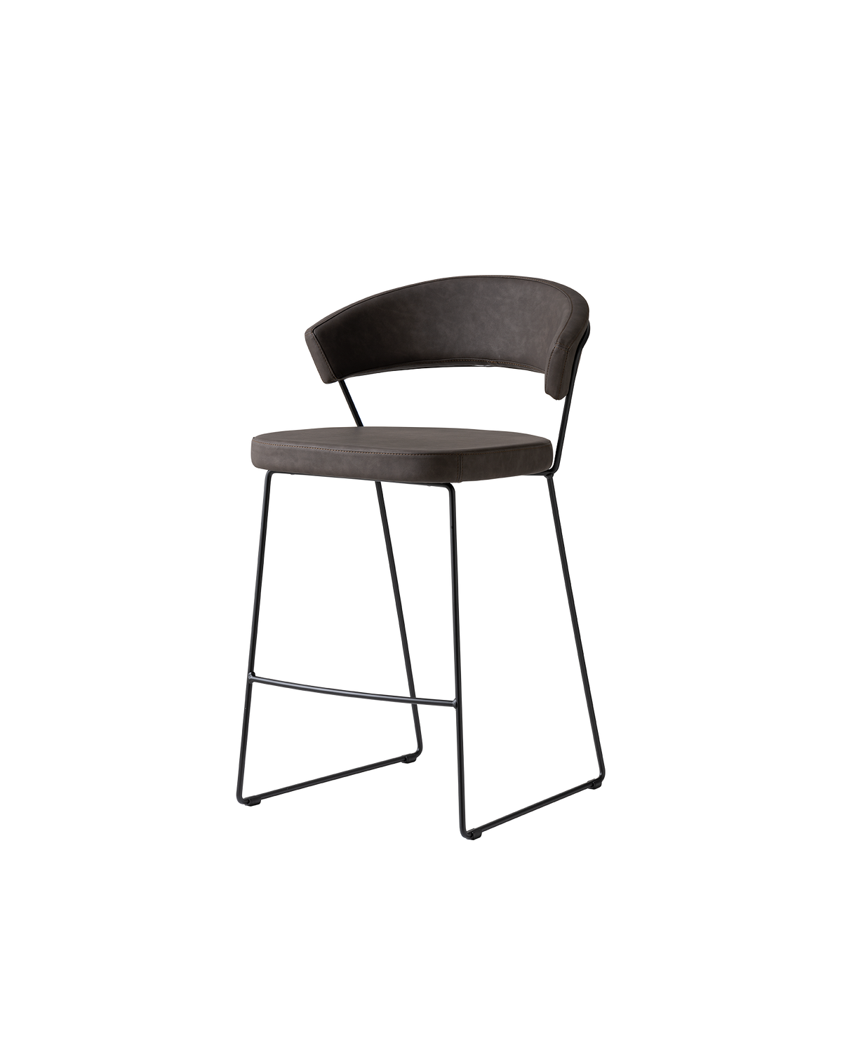 Sgabello New York Connubia nero opaco con similpelle vintage ebano