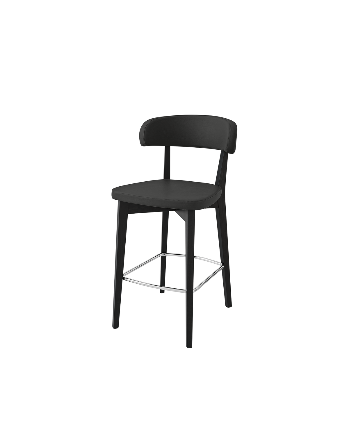 Sgabello Siren Connubia con gambe in legno grafite e seduta in similpelle nera