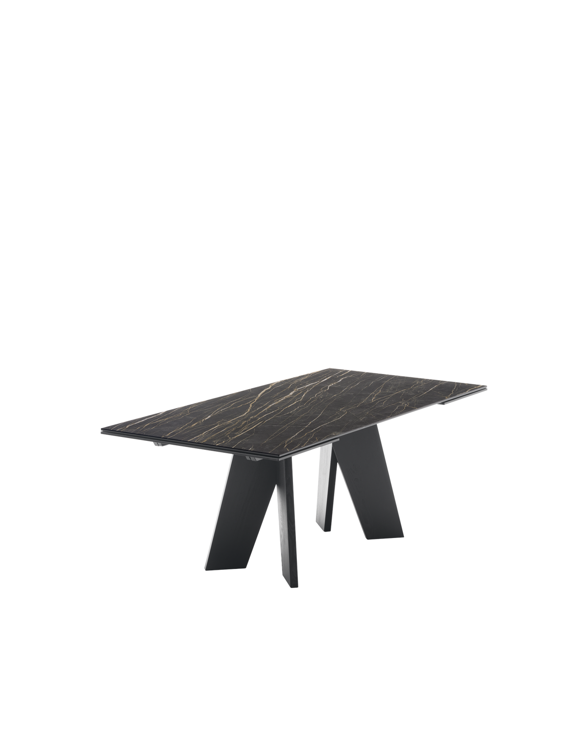 Tavolo allungabile Victor Connubia con basamento in frassino nero e piano in ceramica Noir Désir