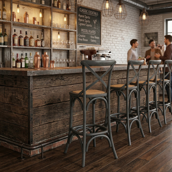 Sgabello in legno per bar o ristoranti Classic - Pozzoli