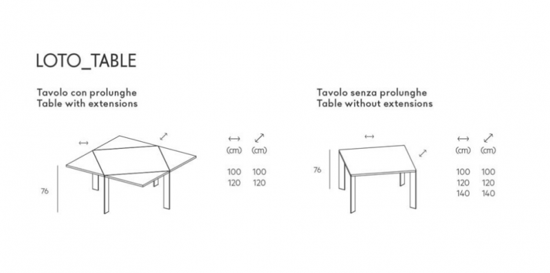 Tavolo Allungabile Quadrato Loto - LAGO