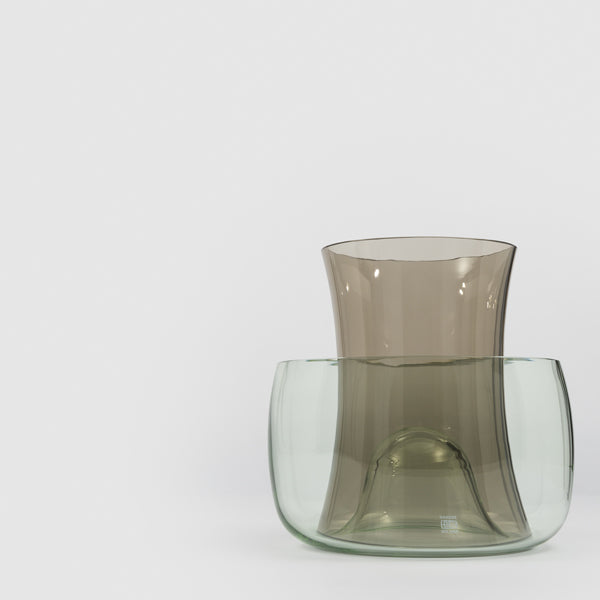 Murano E Danese Milano, vaso e coppa in vetro di Murano di Enzo Mari