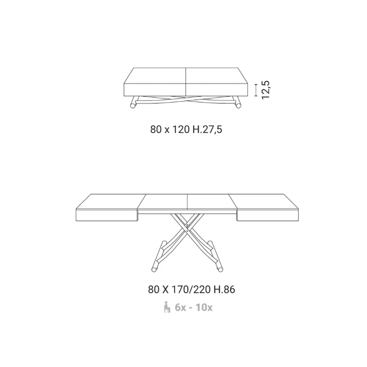 Tavolino Trasformabile New Cover legno