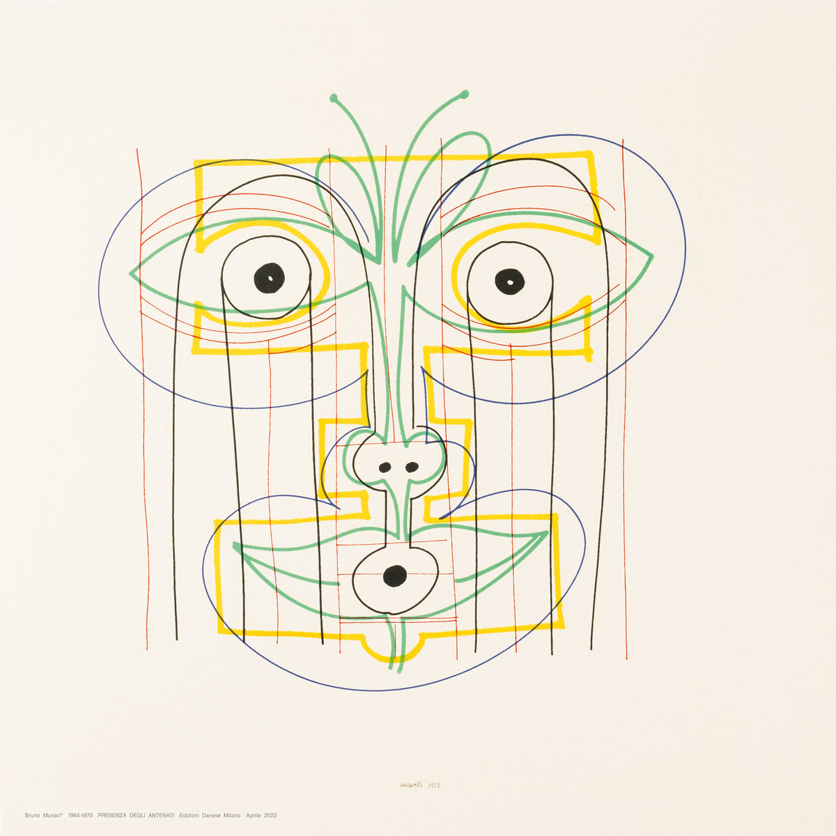 Presenza degli antenati V Danese Milano, stampa serigrafica di Bruno Munari