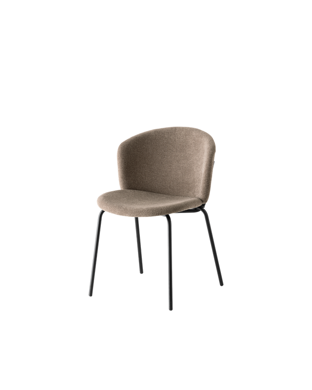 Sedia Desy Mid Connubia con struttura nero opaco e tessuto Rain tortora