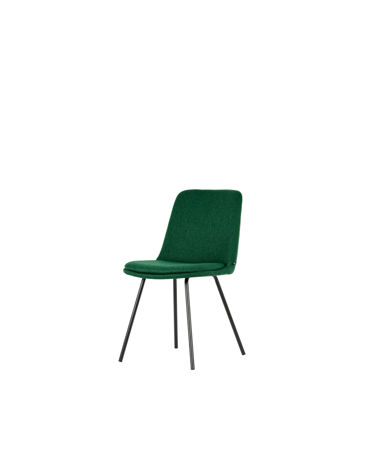Sedia Hedra Connubia con gambe in metallo nero opaco e seduta in tessuto Cros verde bosco