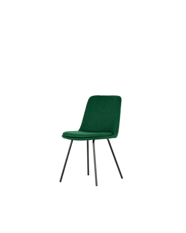 Sedia Hedra Connubia con gambe in metallo nero opaco e seduta in tessuto Cros verde bosco