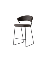 Sgabello New York Connubia nero opaco con similpelle vintage ebano