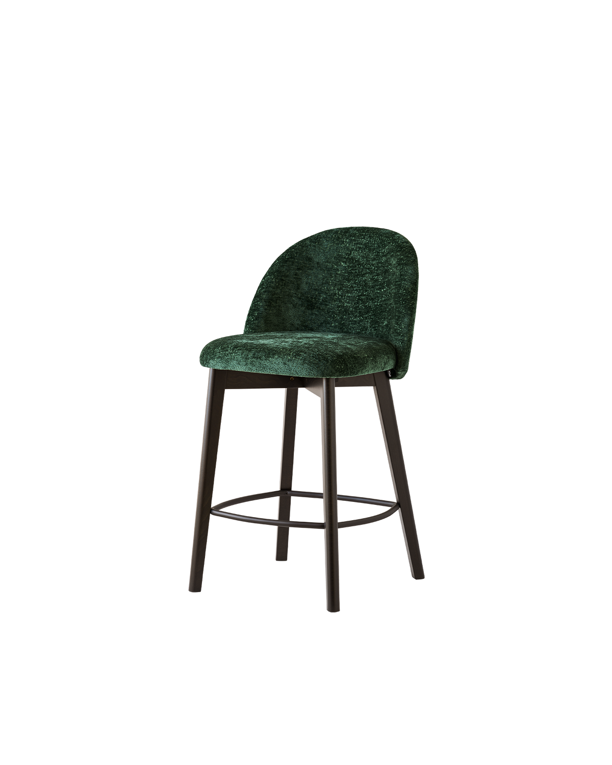 Sgabello Tuka Mid Connubia con gambe in legno grafite e tessuto Enil bosco