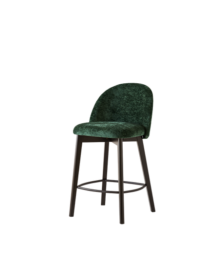 Sgabello Tuka Mid Connubia con gambe in legno grafite e tessuto Enil bosco