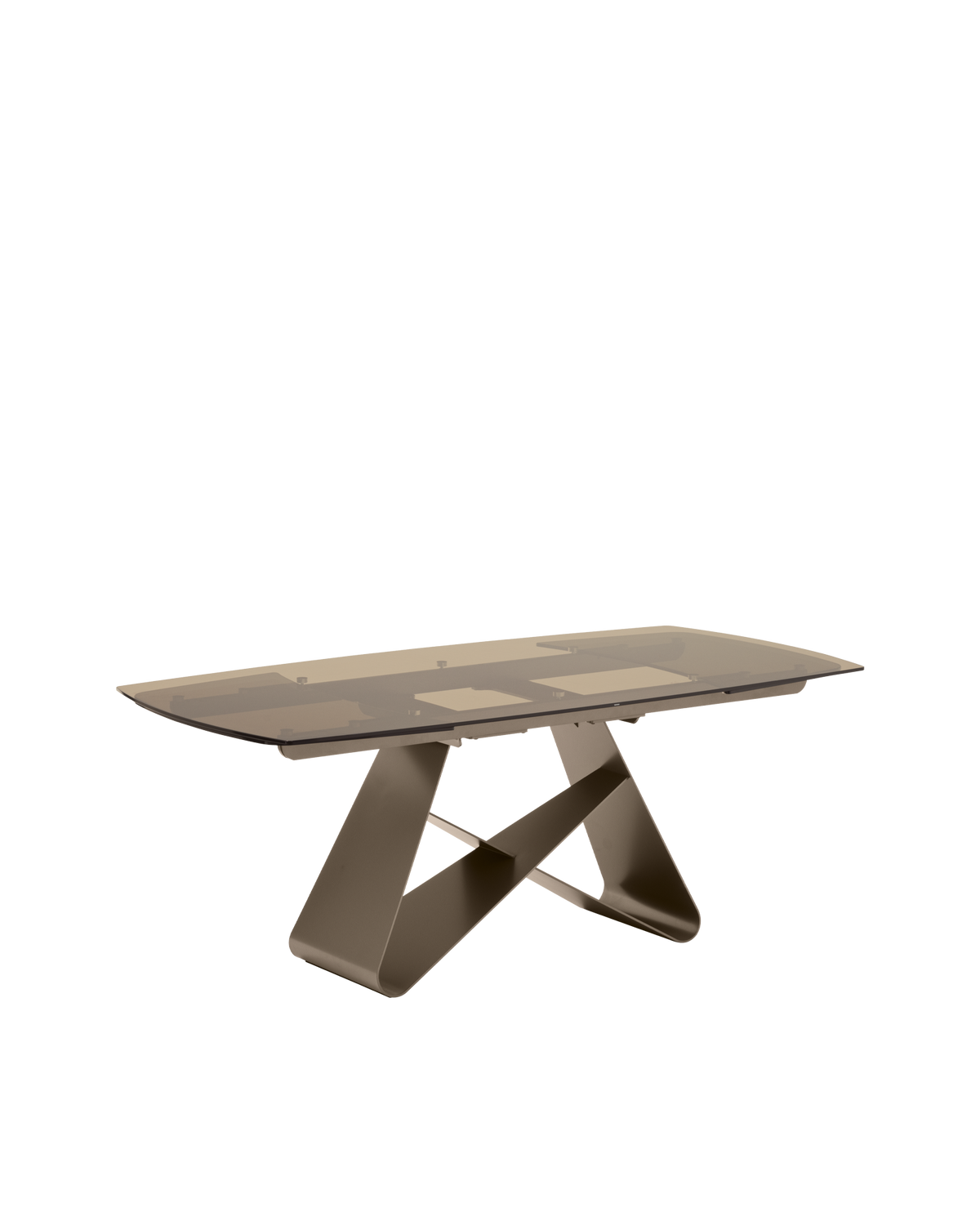 Tavolo allungabile Gemini Connubia sagomato con base lava opaco e piano in vetro bronzo