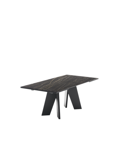 Tavolo allungabile Victor Connubia con basamento in frassino nero e piano in ceramica Noir Désir
