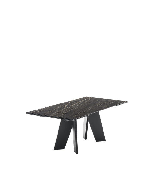 Tavolo allungabile Victor Connubia con basamento in frassino nero e piano in ceramica Noir Désir