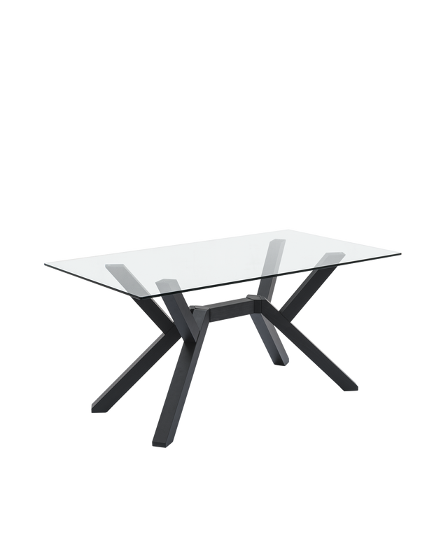 Tavolo Mikado Connubia con base in legno grafite e piano in vetro