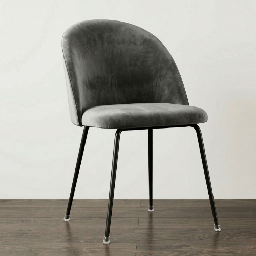 Sedia Curva in velluto grigio scuro antracite per arredamento contract e bar