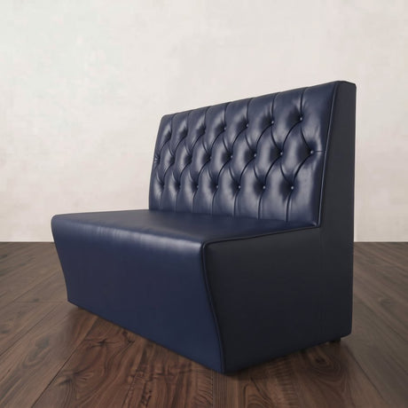Panca London con schienale capitonné in ecopelle blu