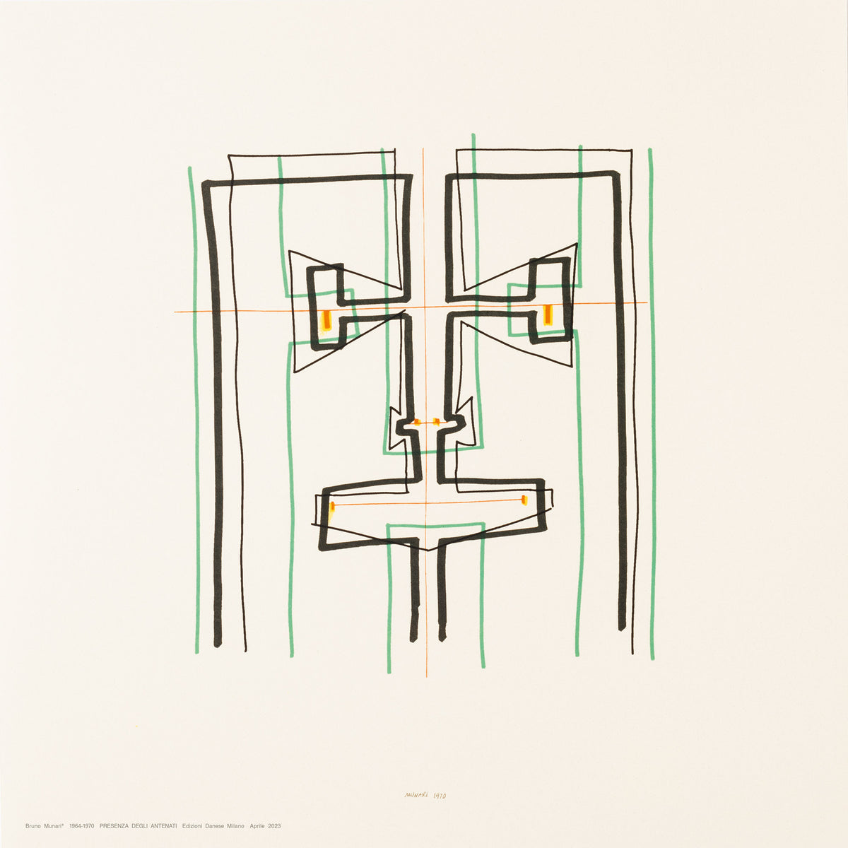 Presenza degli antenati IV Danese Milano, stampa serigrafica di Bruno Munari