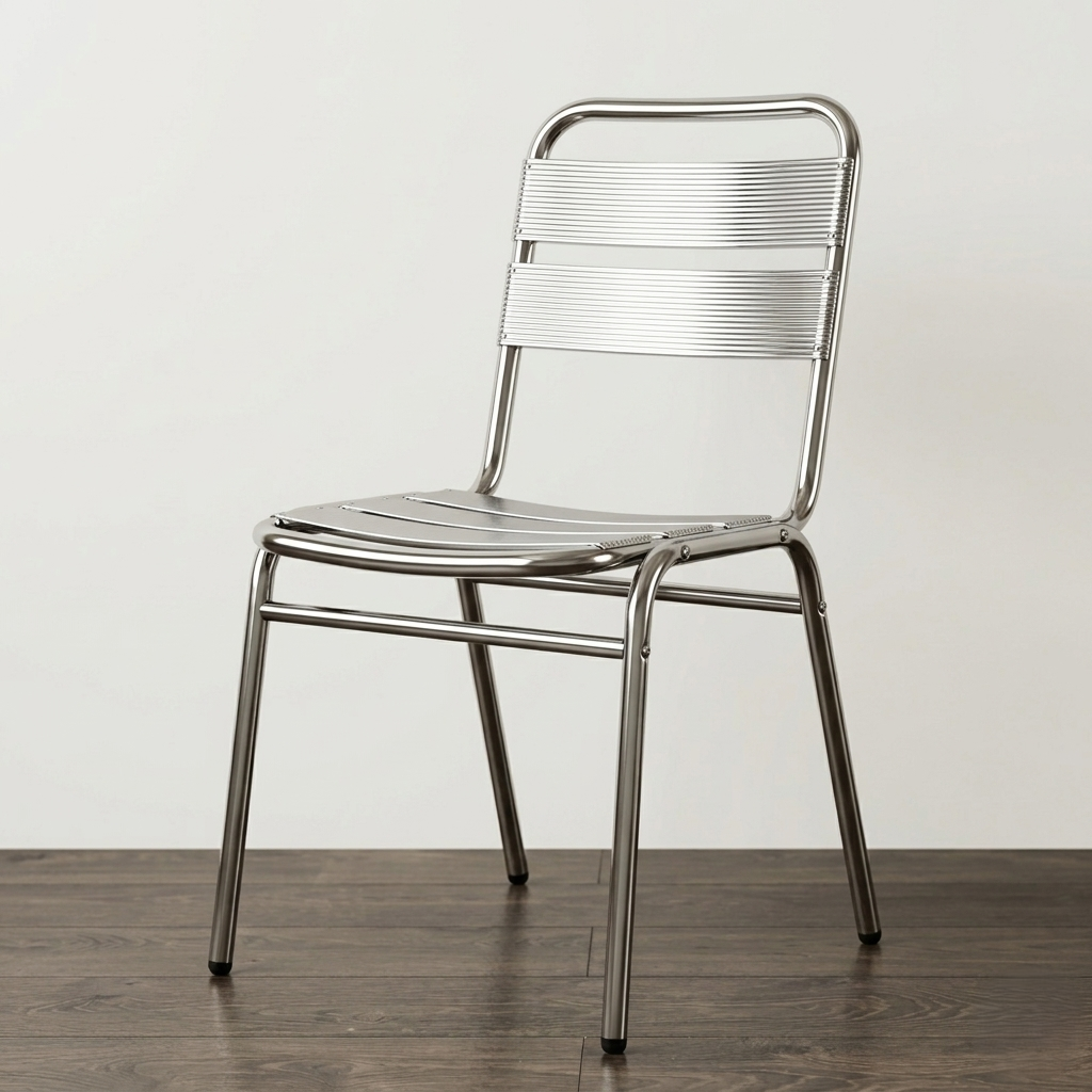 Sedia Alu in alluminio satinato impilabile per bar e ristoranti, ideale per esterno.