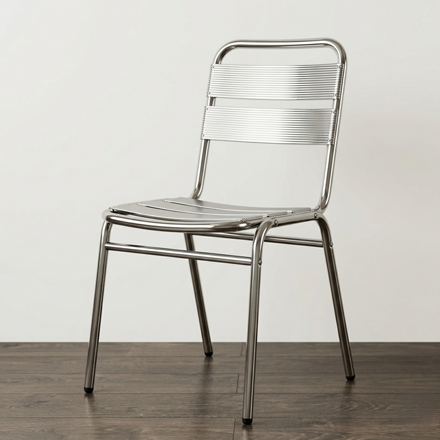 Sedia Alu in alluminio satinato impilabile per bar e ristoranti, ideale per esterno.