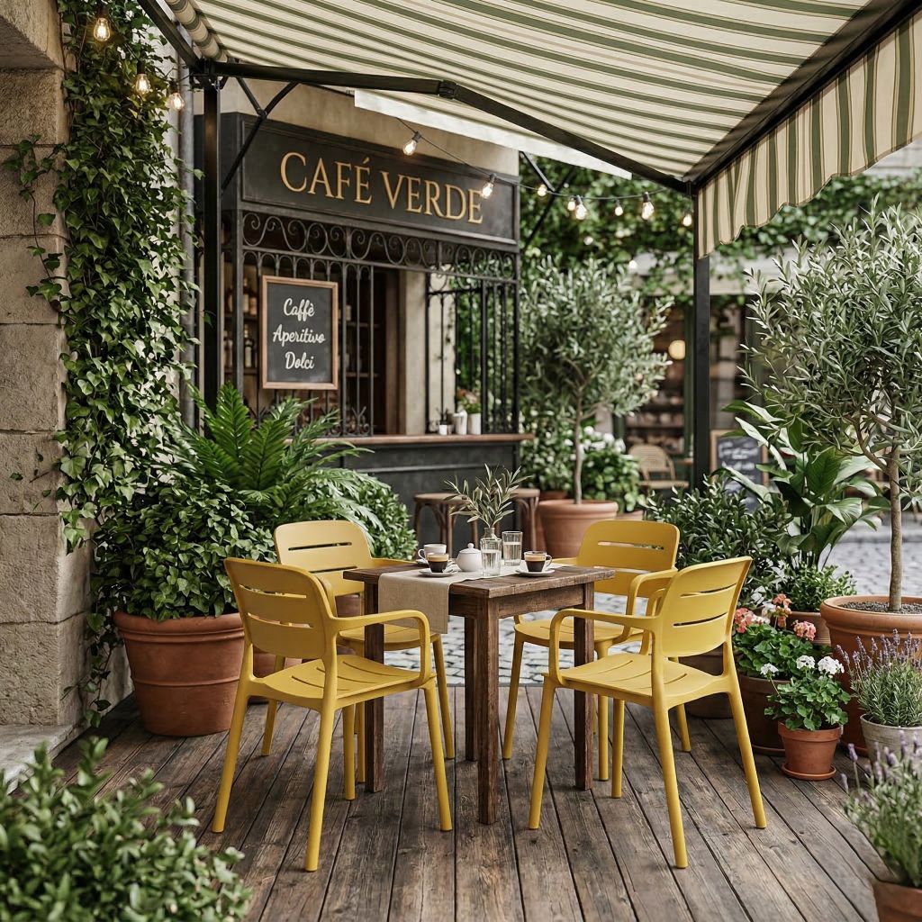 Sedia outdoor impilabile con braccioli Milano - Pozzoli