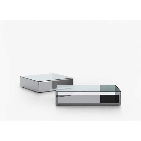 Tavolino Litt Acerbis in cristallo e acciaio a specchio design Buratti