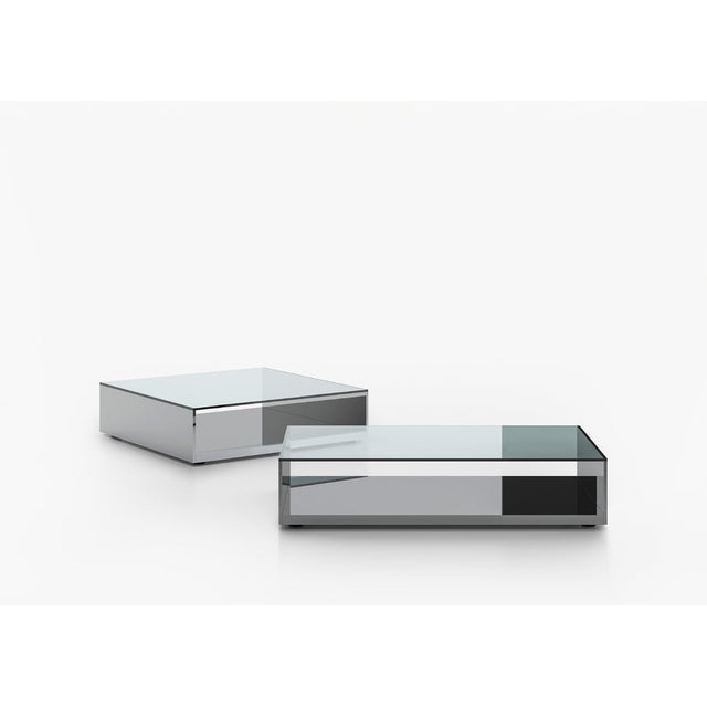 Tavolino Litt Acerbis in cristallo e acciaio a specchio design Buratti