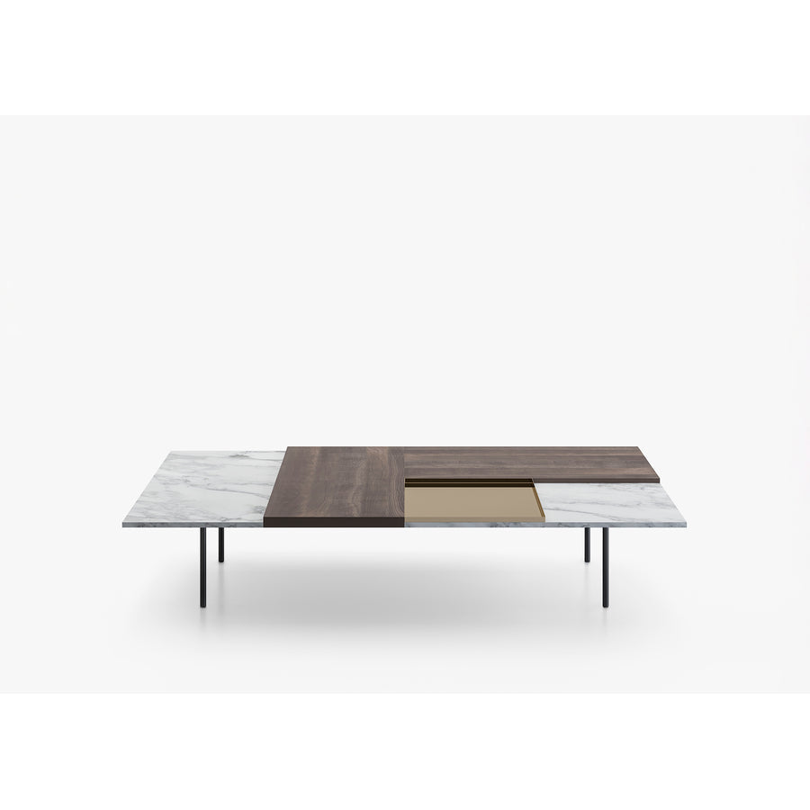 Tavolino componibile Moodboard Acerbis in marmo e noce design Massimo Mariani