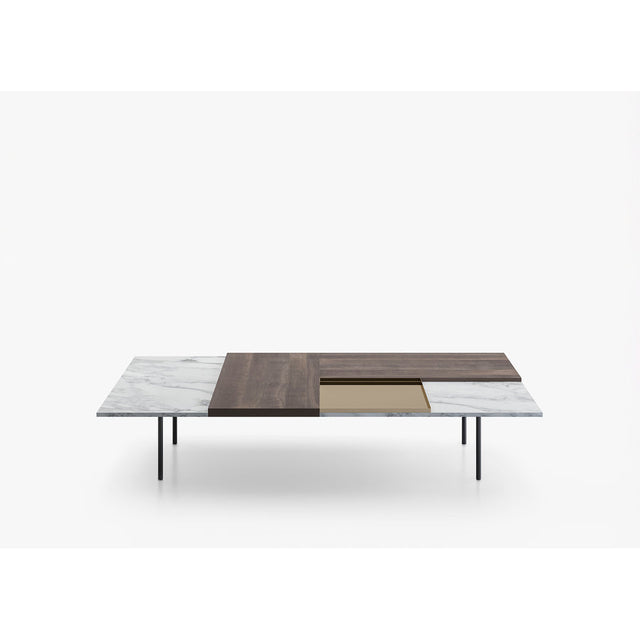 Tavolino componibile Moodboard Acerbis in marmo e noce design Massimo Mariani