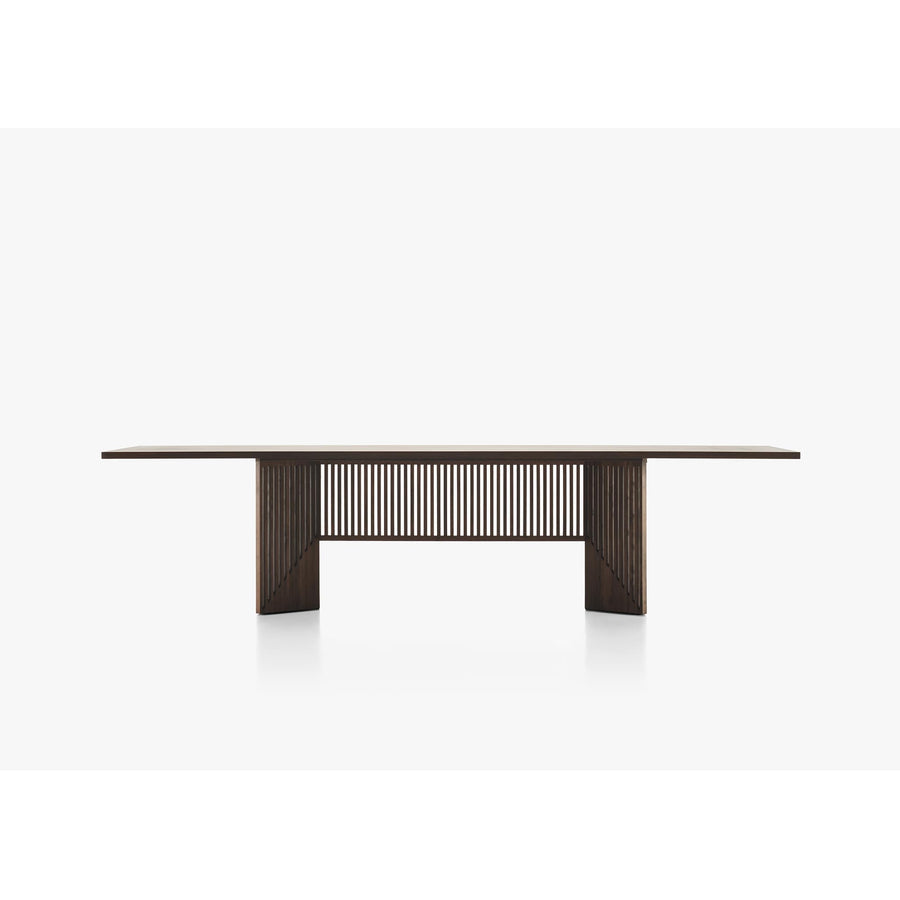 Tavolo Maestro Acerbis in legno con base a listelli, design Gianfranco Frattini