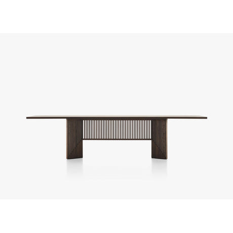 Tavolo Maestro Acerbis in legno con base a listelli, design Gianfranco Frattini