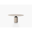 Tavolo Creso Acerbis rotondo con base a colonna, design Lella e Massimo Vignelli